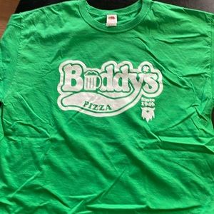 Buddy’s Pizzeria DETROIT St.Patrick’s Day GREEN Holiday Staff Shirt Unisex Large